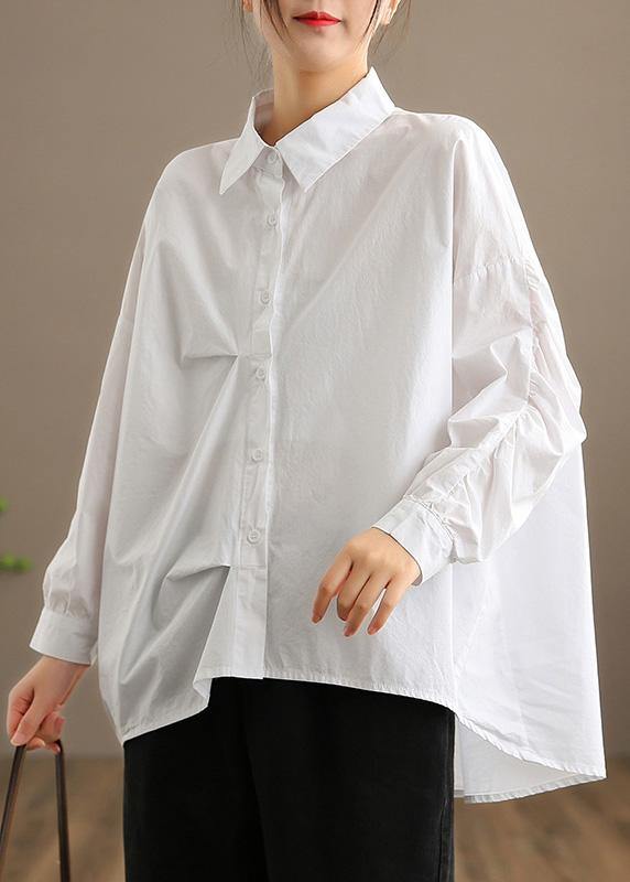 Style White Clothes for Lapel Button Down Midi Spring Blouses