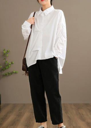 Style White Clothes For Women Lapel Button Down Midi Spring Blouses