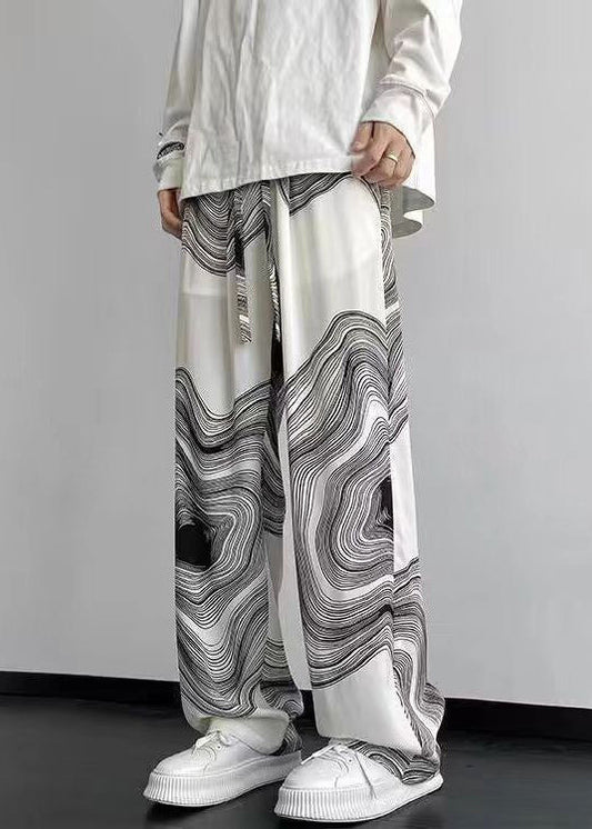 Style White Oversized Print Cotton Pants Spring