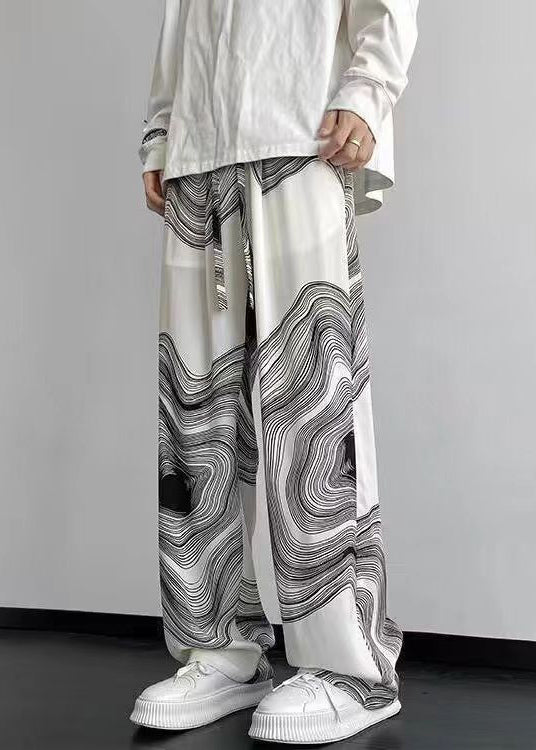 Style White Oversized Print Cotton Pants Spring