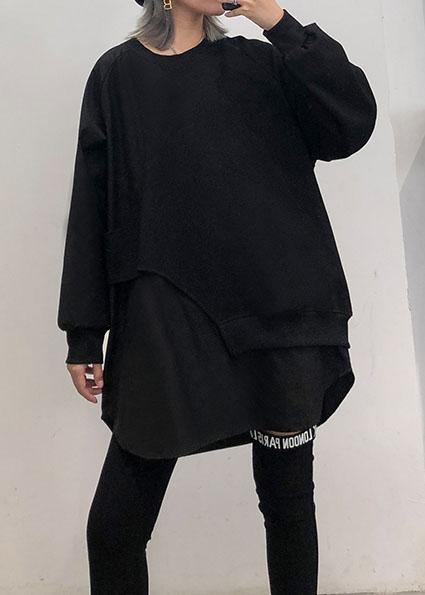 Style Asymmetric Cotton Tunic Top Tutorials Black Blouse Fall