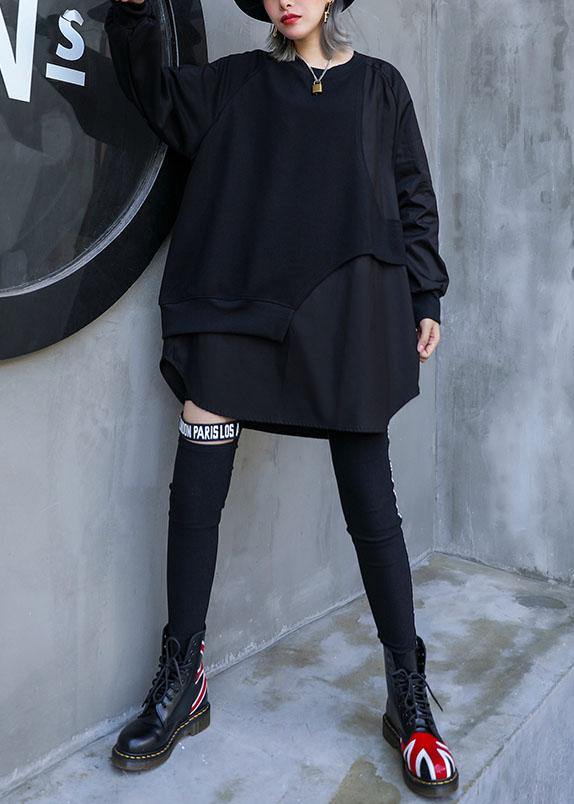 Style asymmetric cotton tunic top Tutorials black blouse fall
