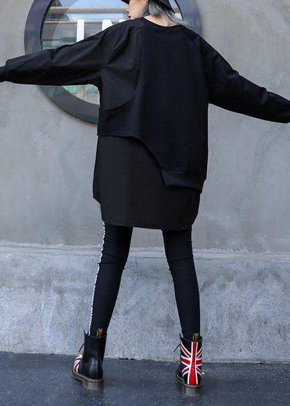 Style asymmetric cotton tunic top Tutorials black blouse fall