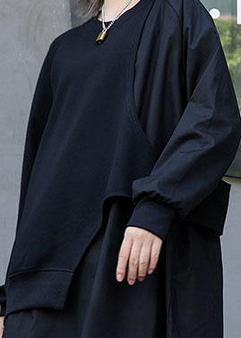 Style asymmetric cotton tunic top Tutorials black blouse fall