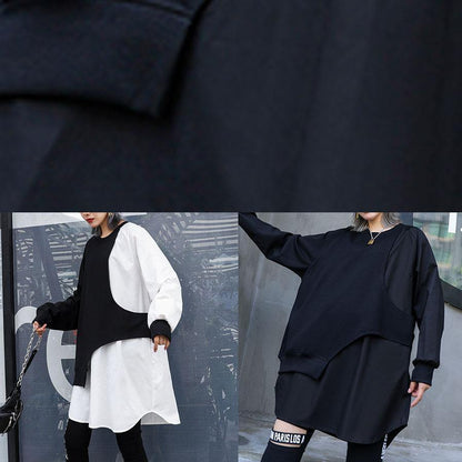 Style asymmetric cotton tunic top Tutorials black blouse fall