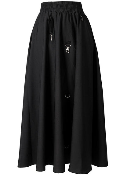 Style Black Elastic Waist Asymmetrical Sequined Skirts Spring