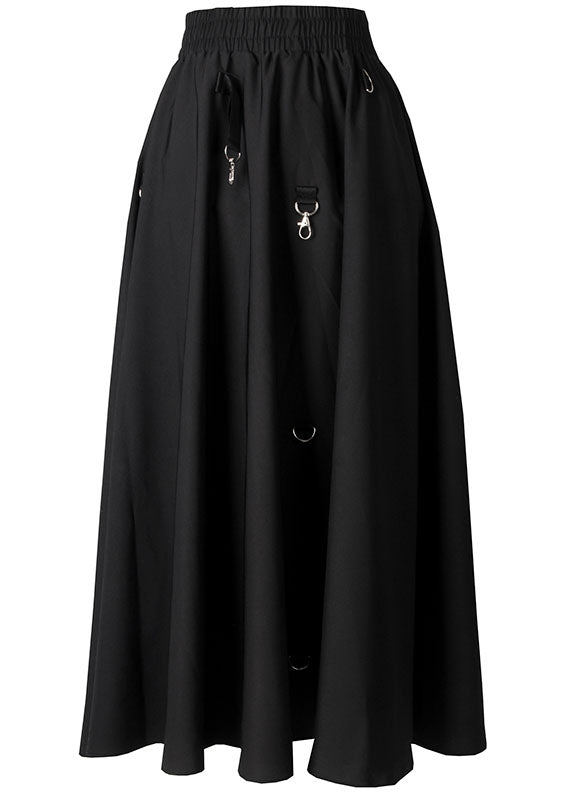 Style Black Elastic Waist Asymmetrical Sequined Skirts Spring