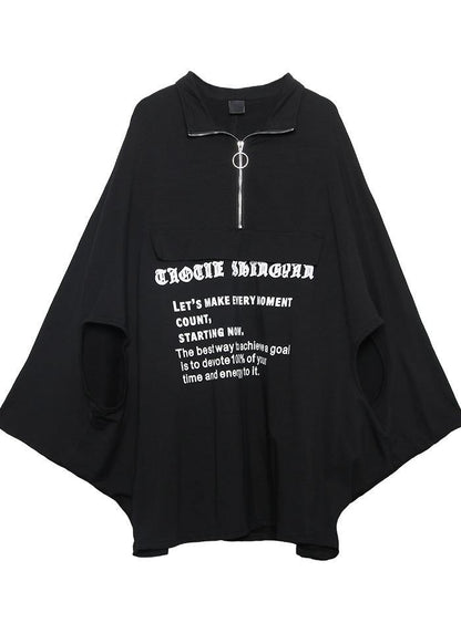 Style black lapel collar cotton clothes Batwing Sleeve Art fall shirt