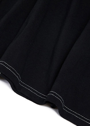 Style Black Print Cotton Quilting Clothes Pattern O Neck Cotton Summer Dresses