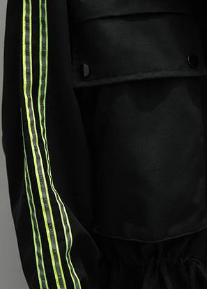 Style Black Clothes for Hooded Patchwork Pockets Jackets