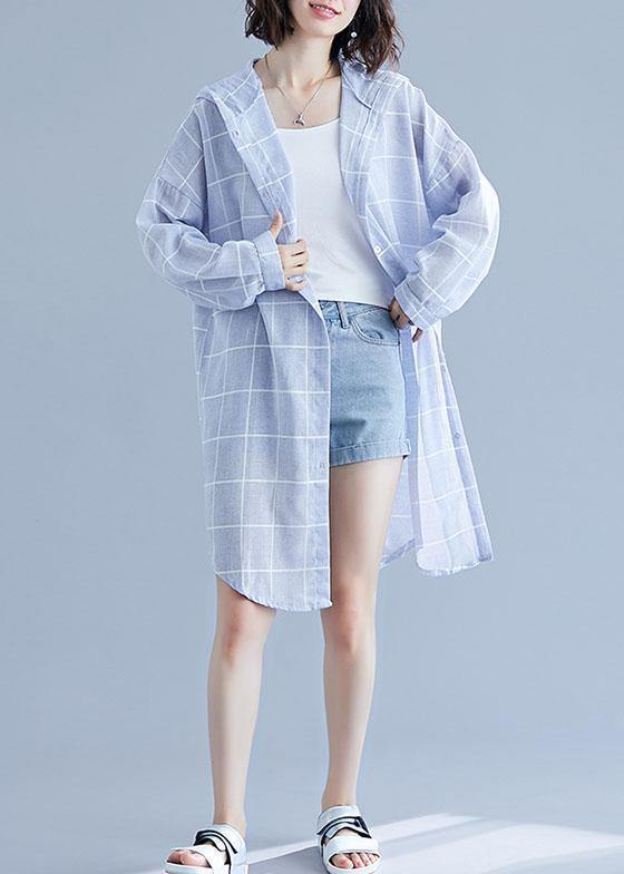 Style Blue Sunscreen Cotton Clothes for Hooded Art Summer Top