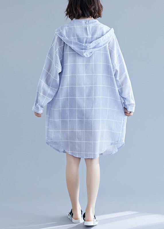 Style blue sunscreen cotton clothes For Women hooded Art summer top