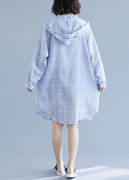 Style blue sunscreen cotton clothes For Women hooded Art summer top