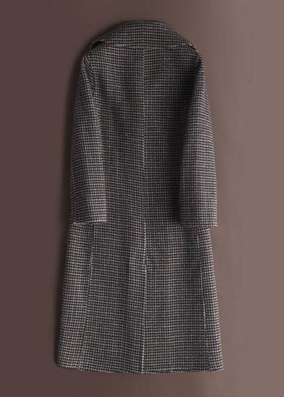 Style Chocolate Plaid Coat Outfits Notched Double Breast Jackets