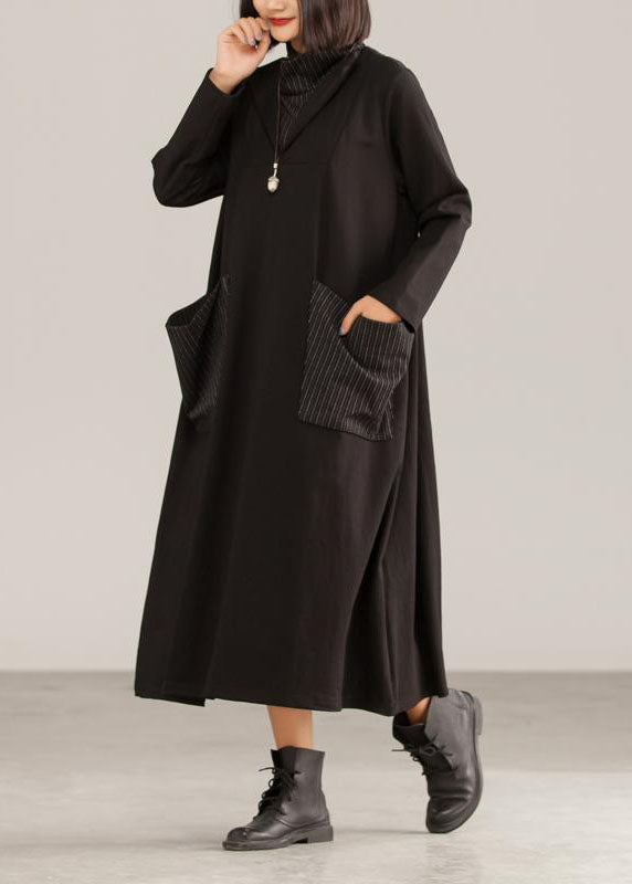 Style Cotton Tunics Cotton Large Pocket A-line Dress