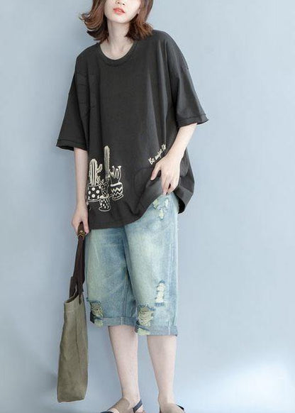 Style Dark Appliques Cotton Tunic Prints Cotton Summer Top