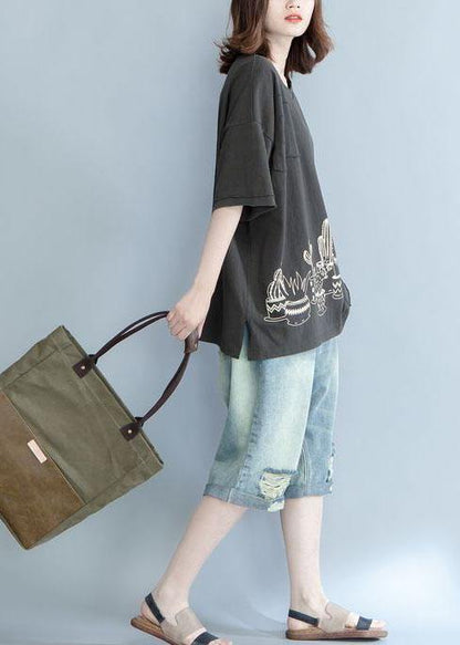 Style Dark Appliques Cotton Tunic Prints Cotton Summer Top