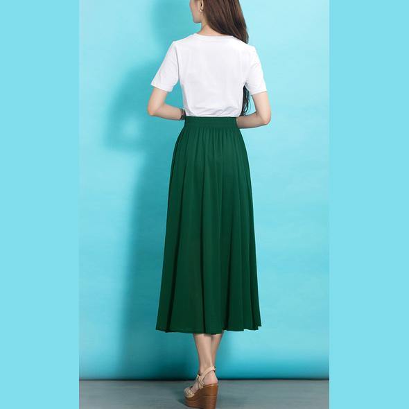 Style Elastic Waist Chiffon Clothes Sewing Green Dress Summer