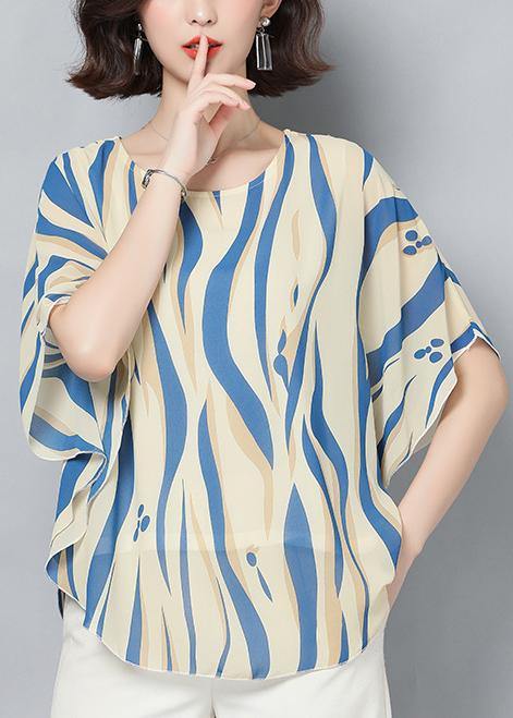 Style Green Print Clothes O Neck Batwing Sleeve Short Shirt