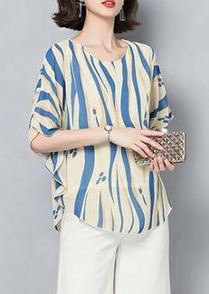 Style Green Print Clothes O Neck Batwing Sleeve Short Shirt