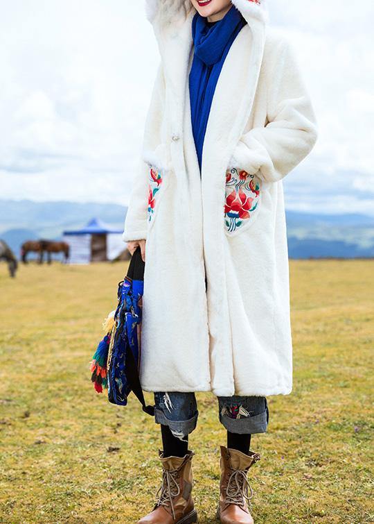 Style Hooded Embroidery Outfit White Box Outwears