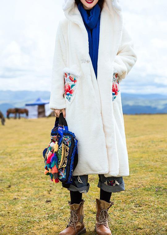 Style Hooded Embroidery Outfit White Box Outwears