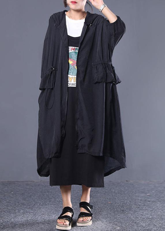 Style Hooded Drawstring Fine Clothes for Black Coats