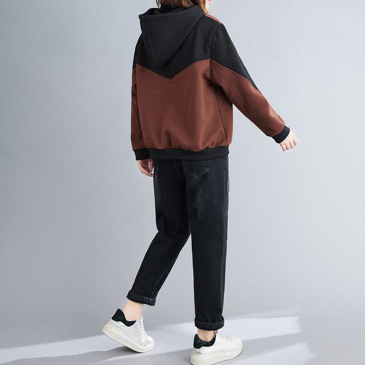 Style hooded patchwork clothes For Women Photography chocolate shirt