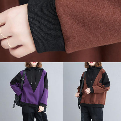 Style hooded patchwork clothes For Women Photography chocolate shirt