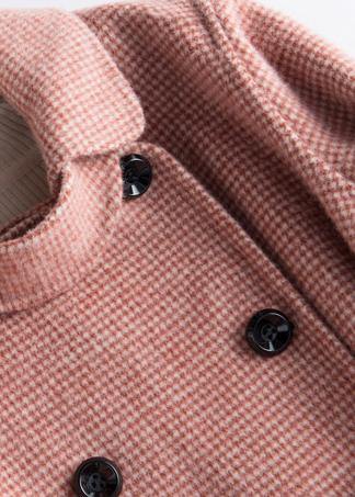 Style Lapel Tie Waist Fine Maxi Coat Red Plaid Tunic Outwear