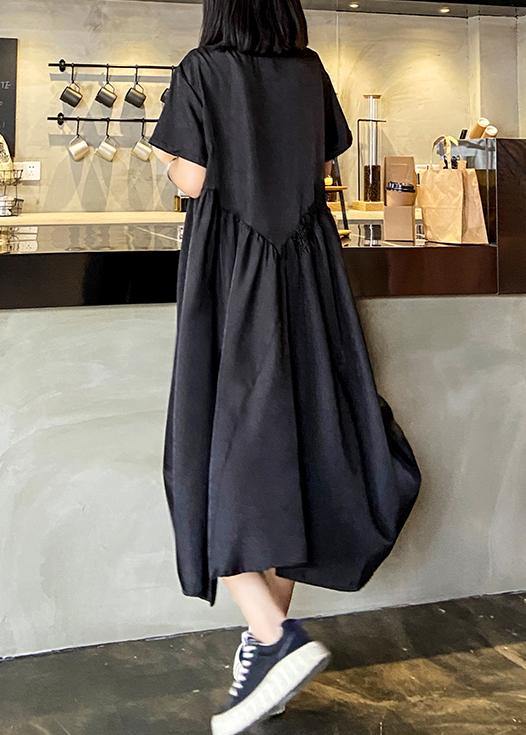 Style O Neck Ruffles Patchwork Outfit Pattern Black Kaftan Dresses