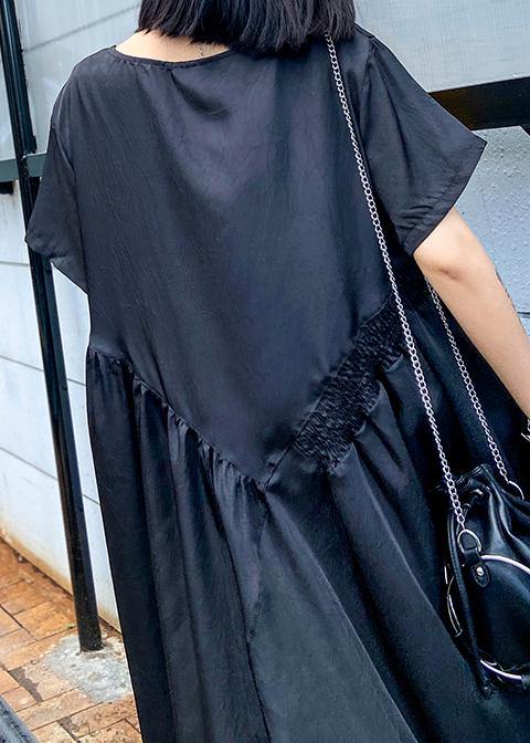 Style O Neck Ruffles Patchwork Outfit Pattern Black Kaftan Dresses