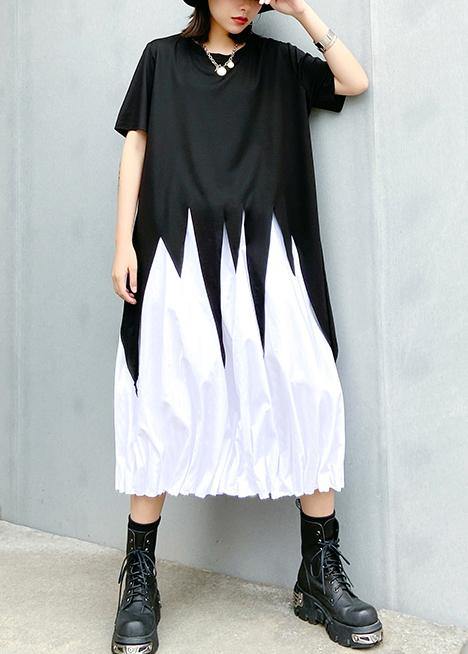 Style O Neck Asymmetric Summer Tunics for Work Outfits Black Top