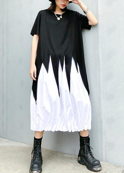 Style O Neck Asymmetric Summer Tunics for Work Outfits Black Top