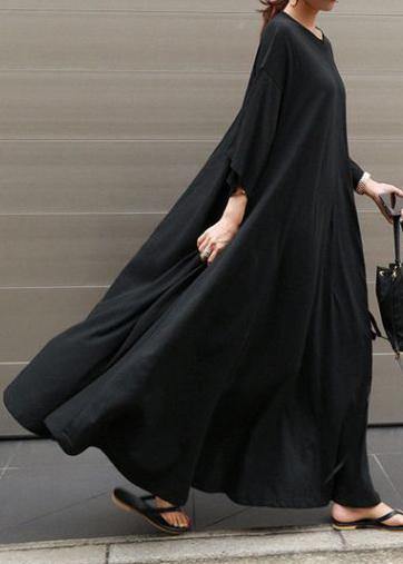 Style O Neck Extra Large Hem Cotton Dresses Runway Black a Line Dress