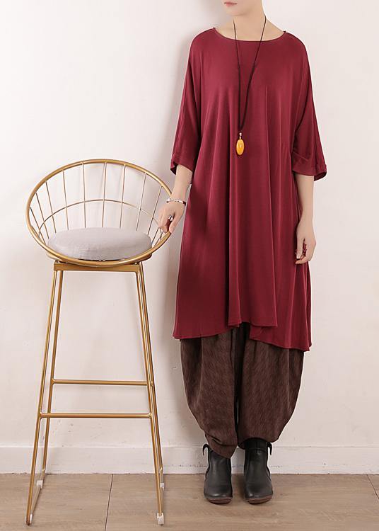 Style O Neck Large Hem Silk Quilting Clothes Omychic Work Red Daily Dresses Summer
