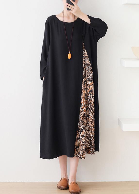 Style O Neck Patchwork Clothes for Shirts Black Traveling Dress