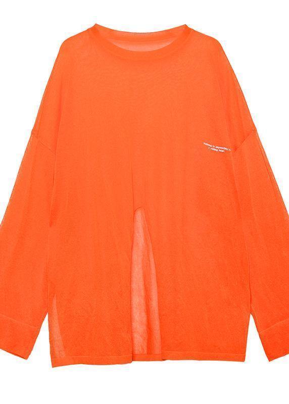 Style O Neck Summer Pattern Orange Sun Protection Clothing