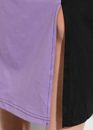 Style Purple Black Cotton Clothes Shirts O Neck Patchwork Kaftan Summer Dress