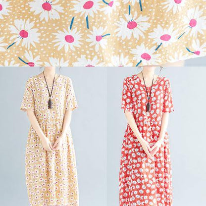 Style Red Chiffon Clothes V Neck Loose Summer Dresses