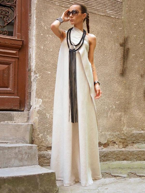 Style Sleeveless Patchwork Linen Outfit Photography Army Green Dress