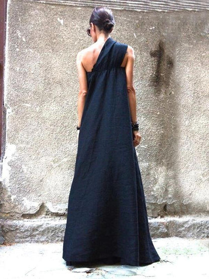 Style Sleeveless Patchwork Linen Outfit Photography Army Green Dress