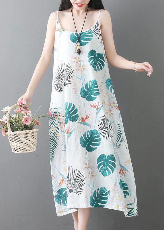 Style Sleeveless Tunic Dress Runway White Prints Dresses Summer
