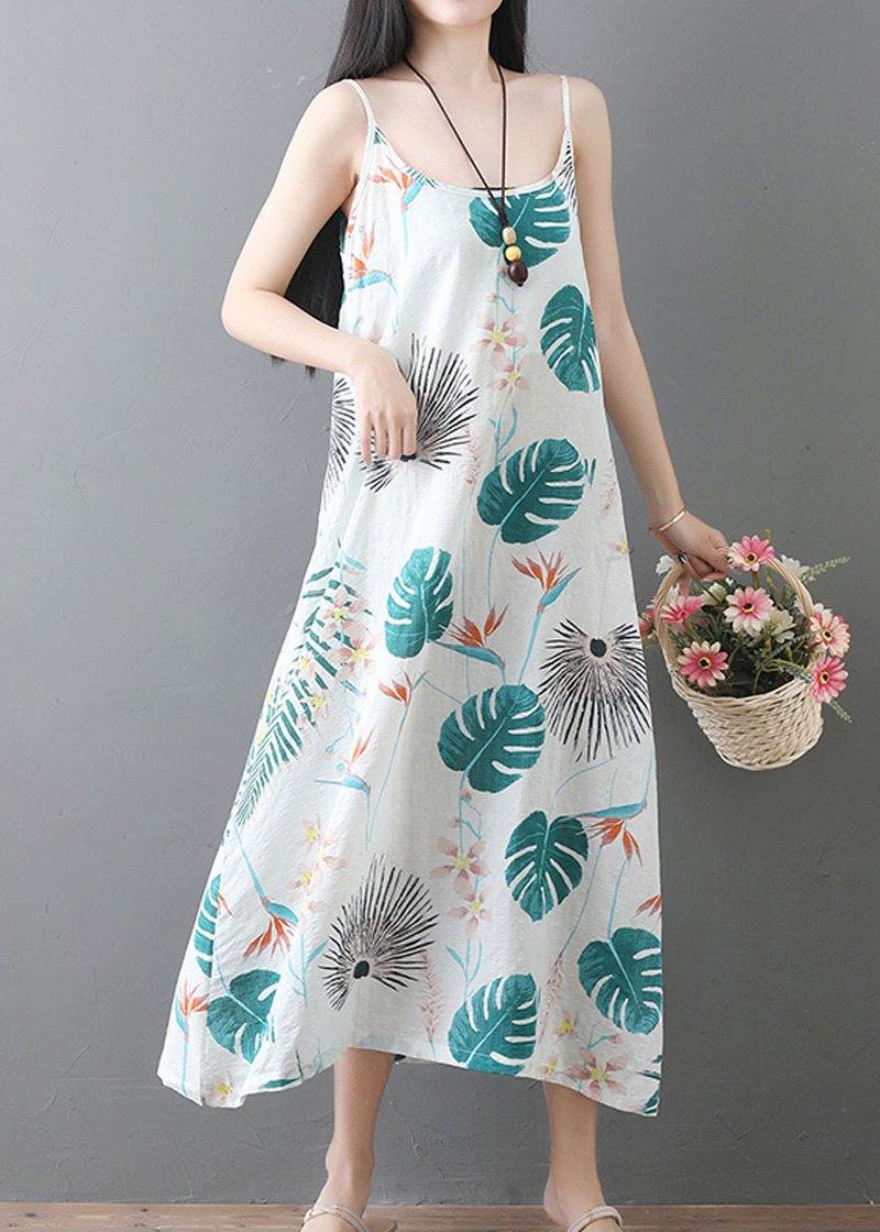 Style Sleeveless Tunic Dress Runway White Prints Dresses Summer