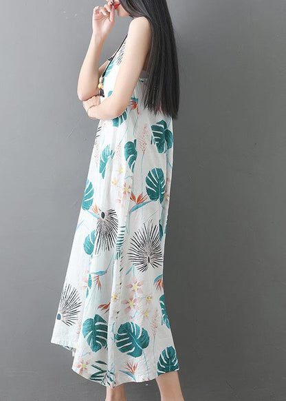 Style Sleeveless Tunic Dress Runway White Prints Dresses Summer