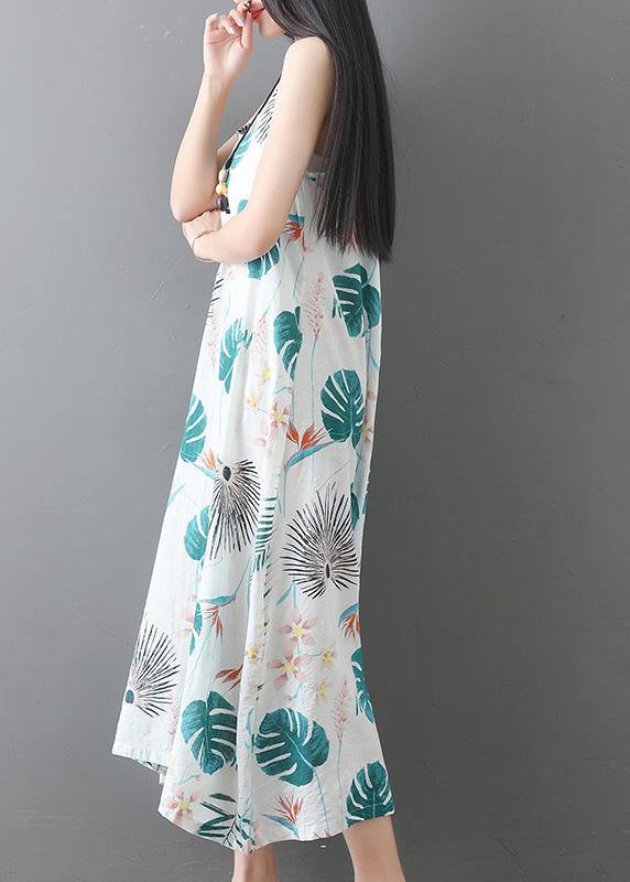 Style Sleeveless Tunic Dress Runway White Prints Dresses Summer