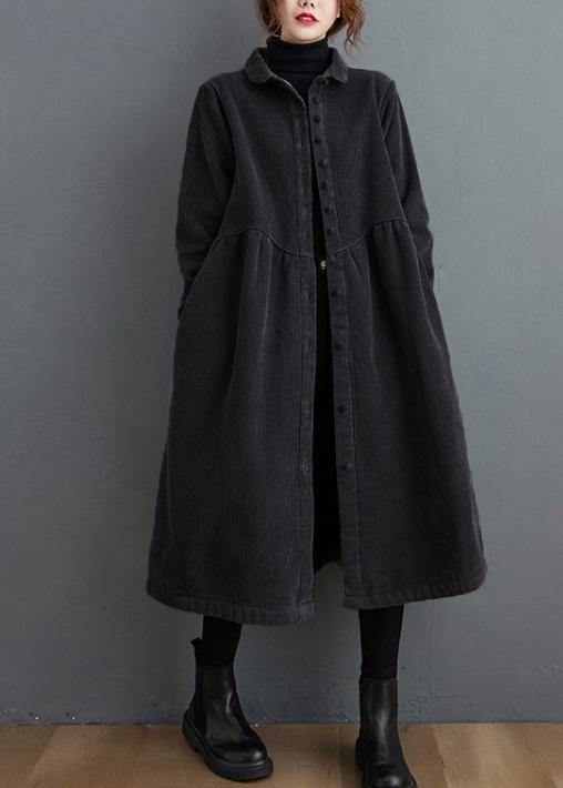 Style Thick Cinched Fine Trench Coat Black Oversized Coats