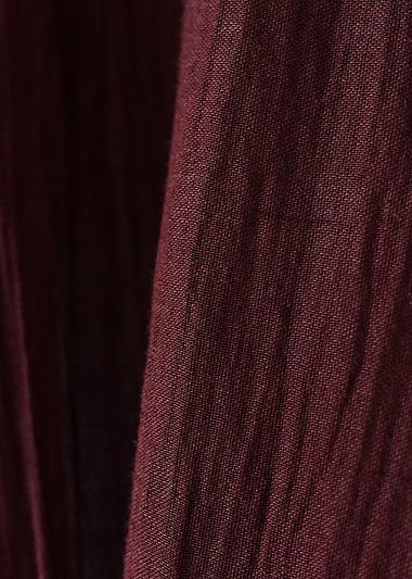Style V Neck Asymmetric Linen Robes Neckline Burgundy Dress Fall