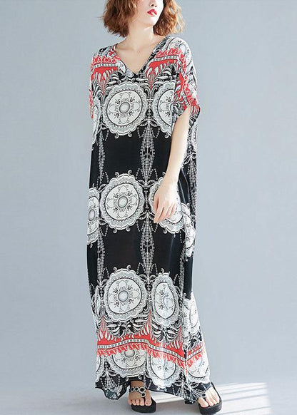 Style V Neck Pockets Cotton Summer Outfit Neckline Maxi Dress