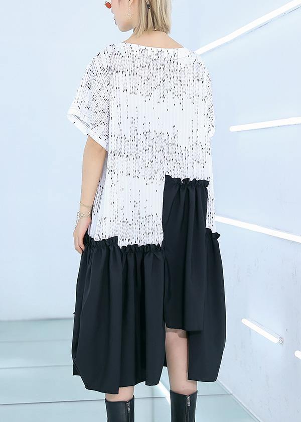 Style White Cotton Dresses Patchwork a Line Summer Dress